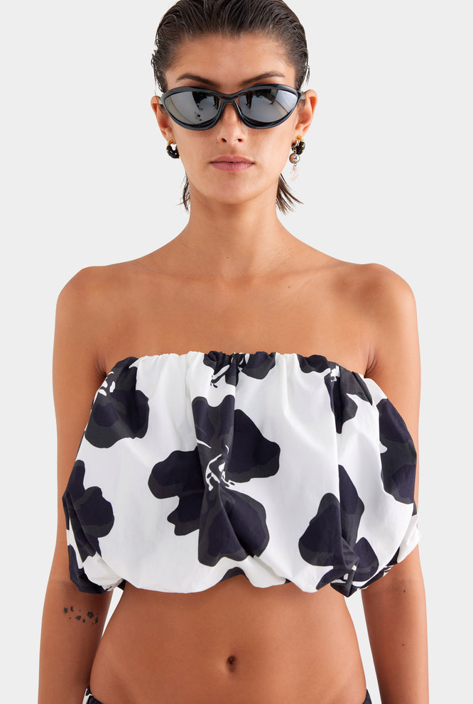 Cotton Strapless Bubble Top - White