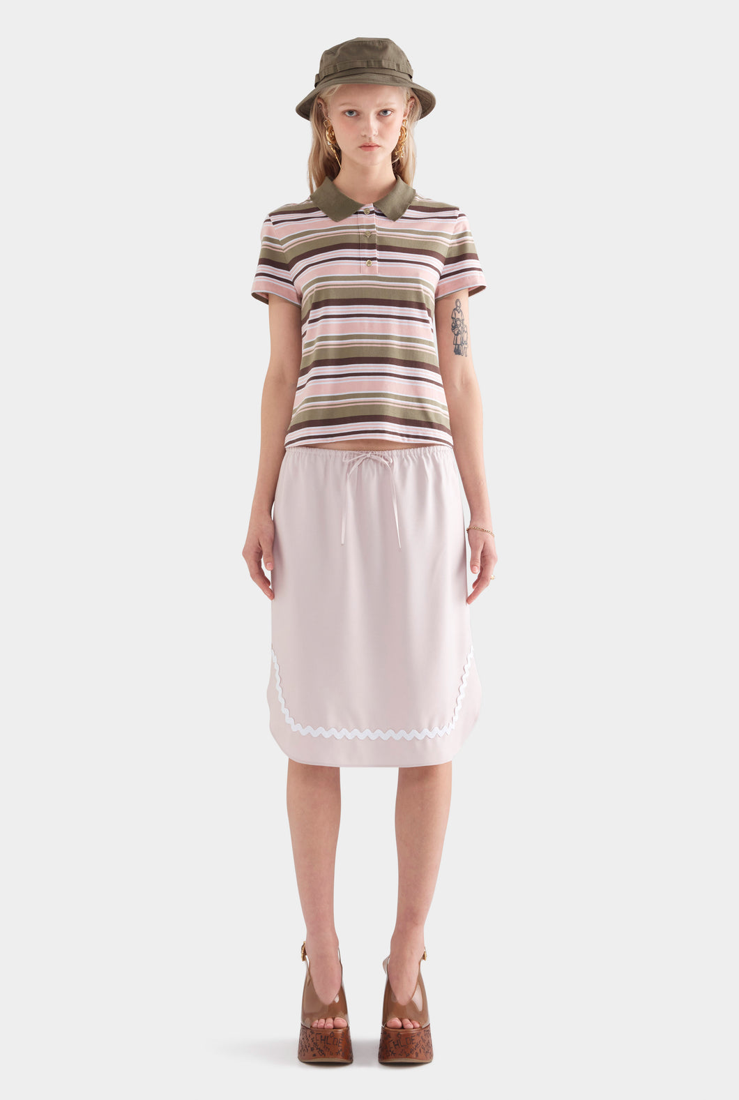 Drawstring Silk Skirt - Lilac