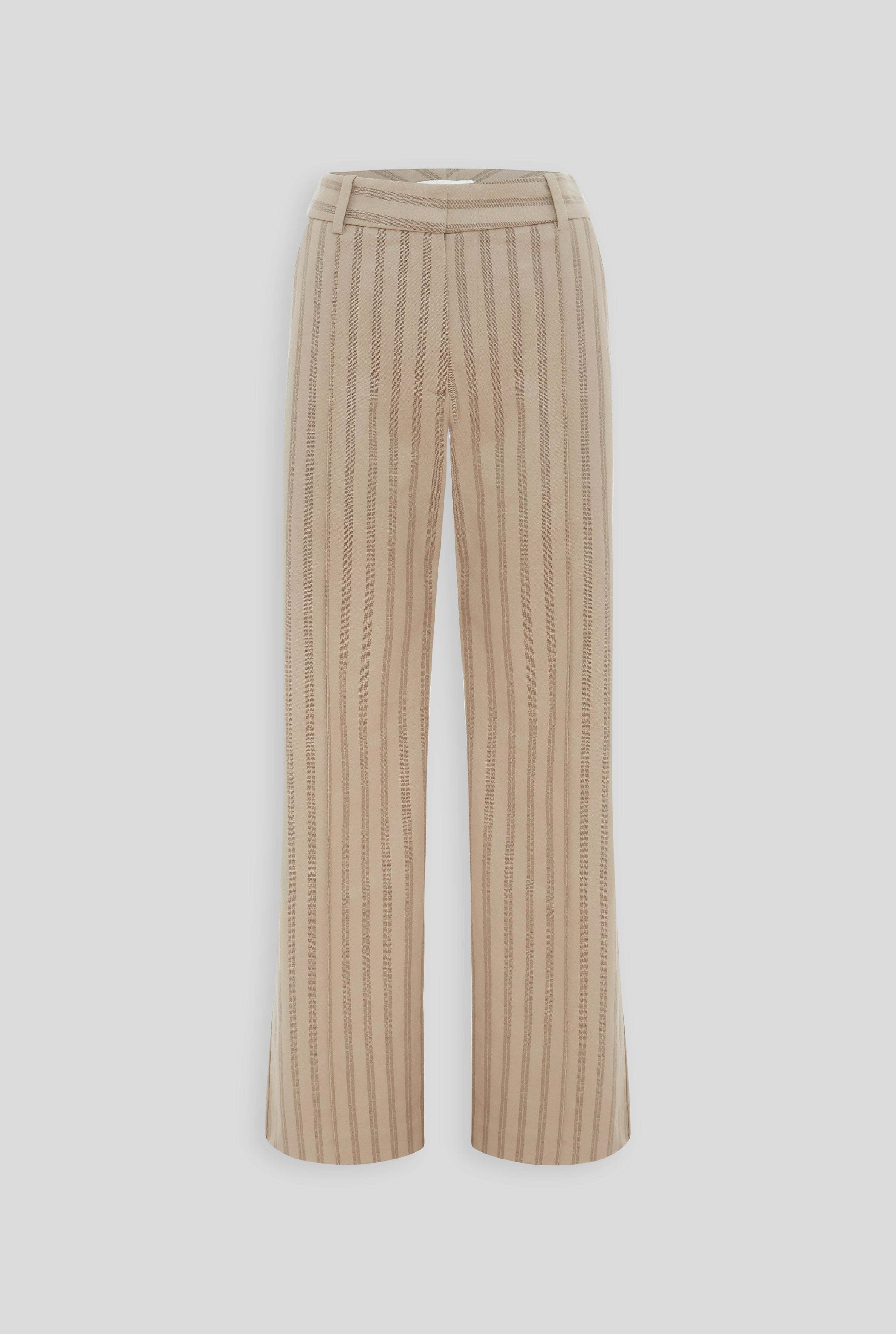 Straight Leg Striped Trouser - Brown Stripe
