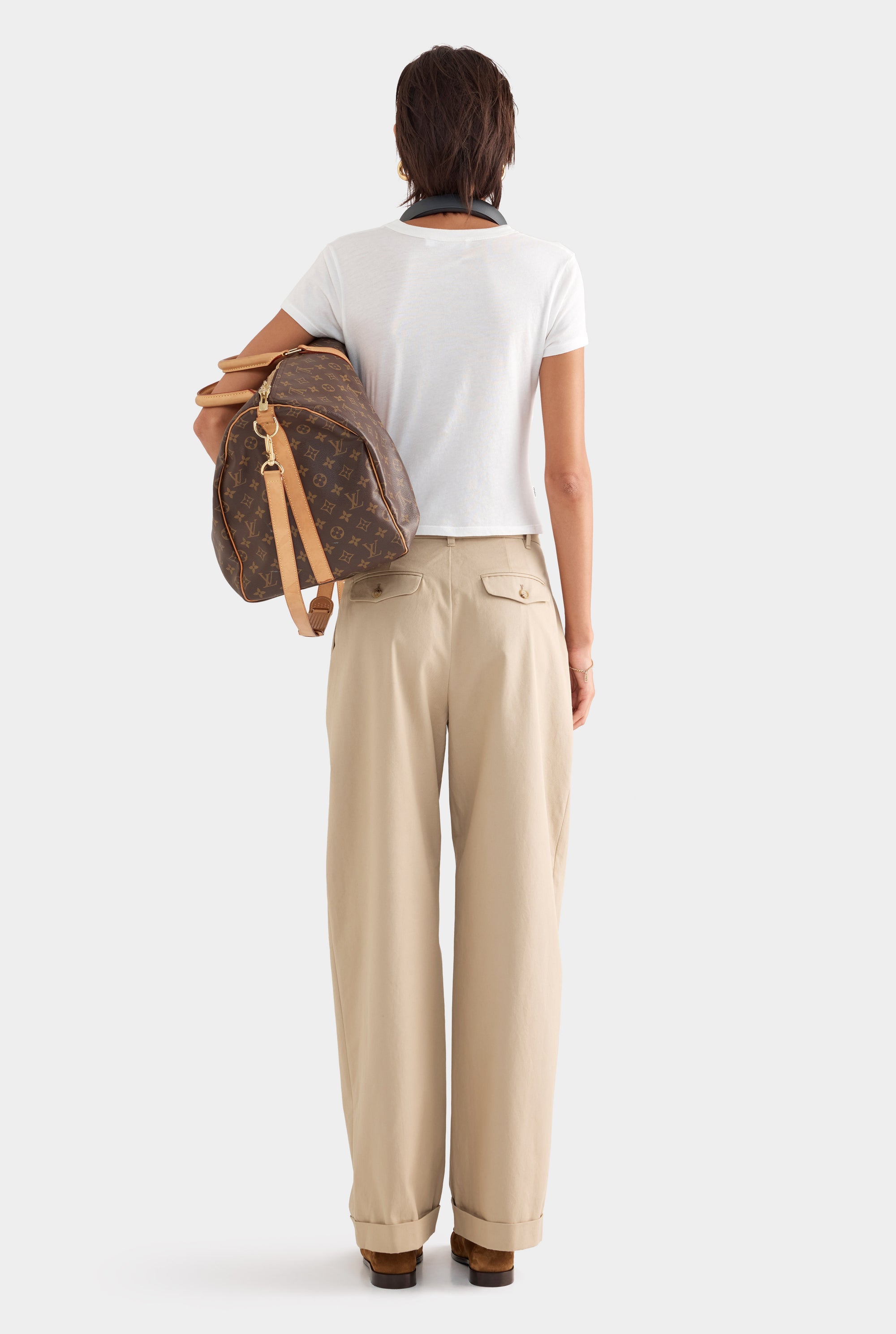 Tapered Cotton Pleat Pant - Pale Khaki
