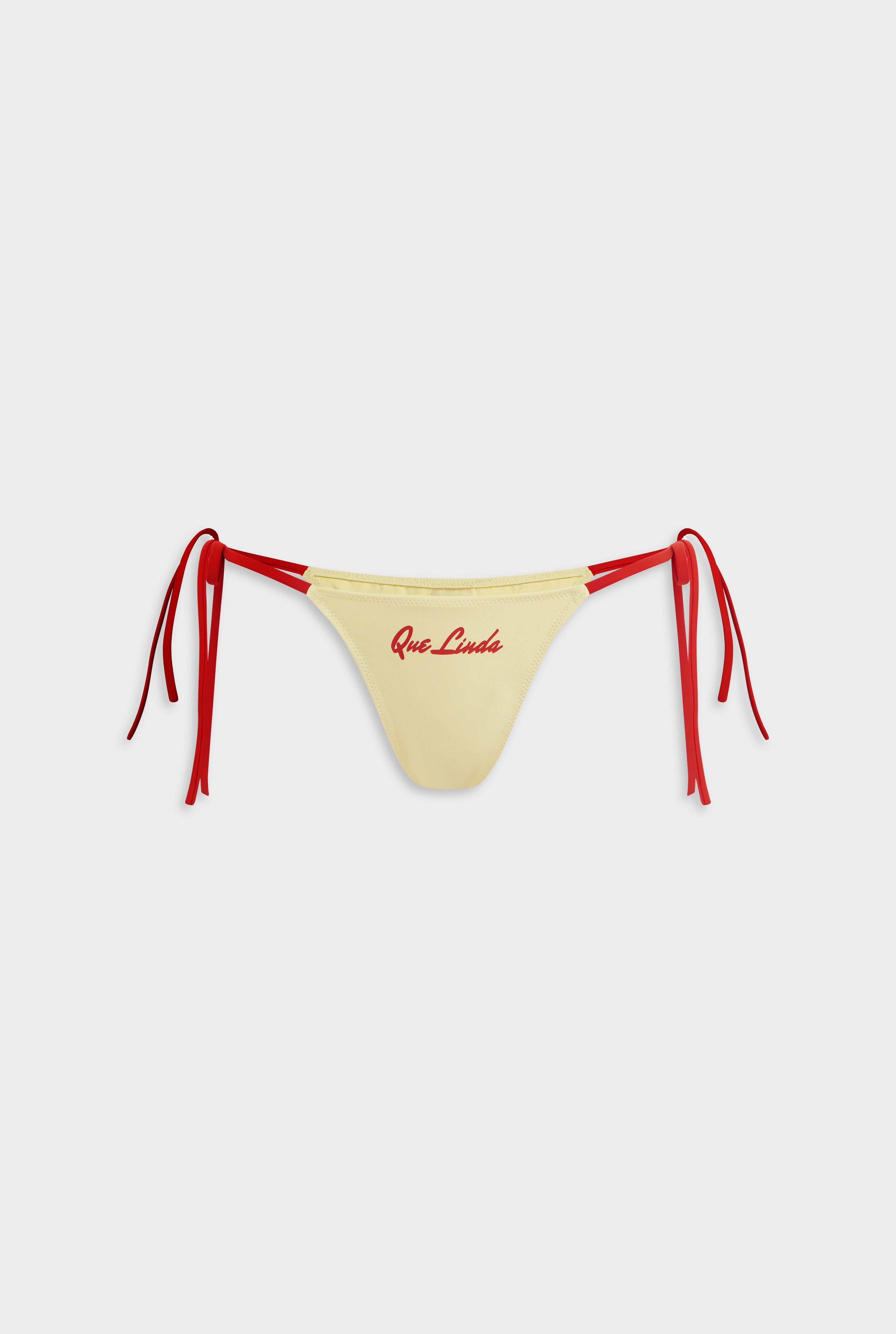 Tie Side Bikini Brief - Dusty Yellow/Red