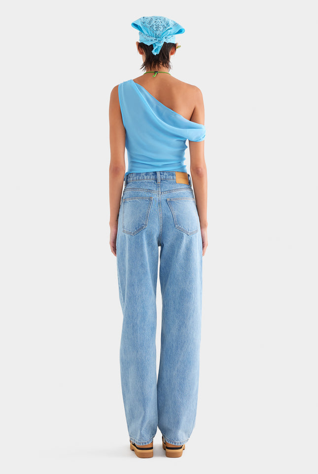 V Front Denim Jean - Light Blue