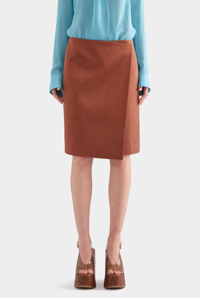 Wrap Silk Cotton Skirt - Chocolate
