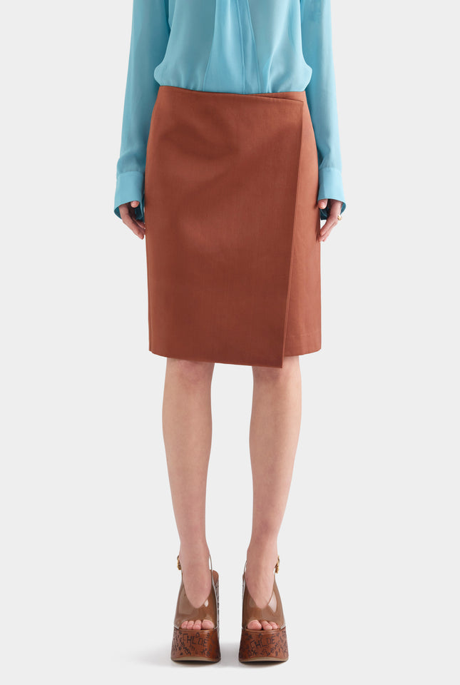 Wrap Silk Cotton Skirt - Chocolate