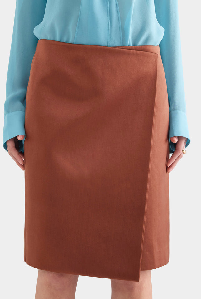 Wrap Silk Cotton Skirt - Chocolate