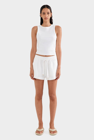 High Waisted Lounge Short - White