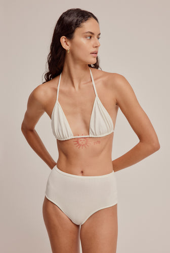 Knitted Triangle Bra - Off White