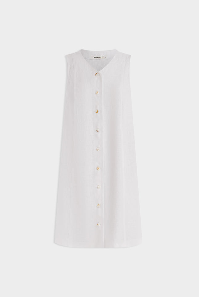 Linen A-Line Dress - Off White