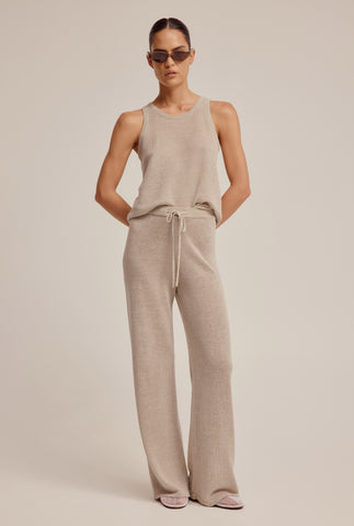 Linen Knitted Pant - Taupe
