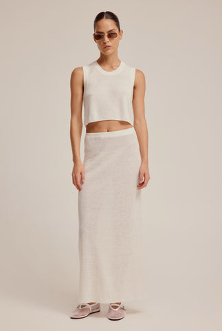Rib Knitted Skirt - Off White
