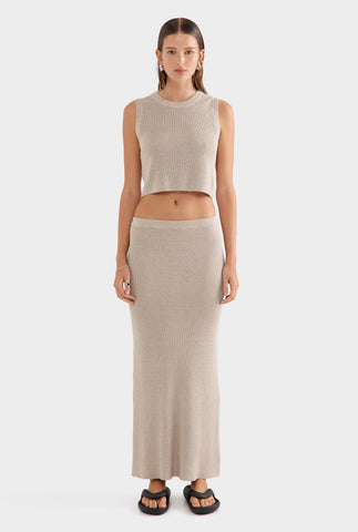 Rib Knitted Skirt - Taupe Classic