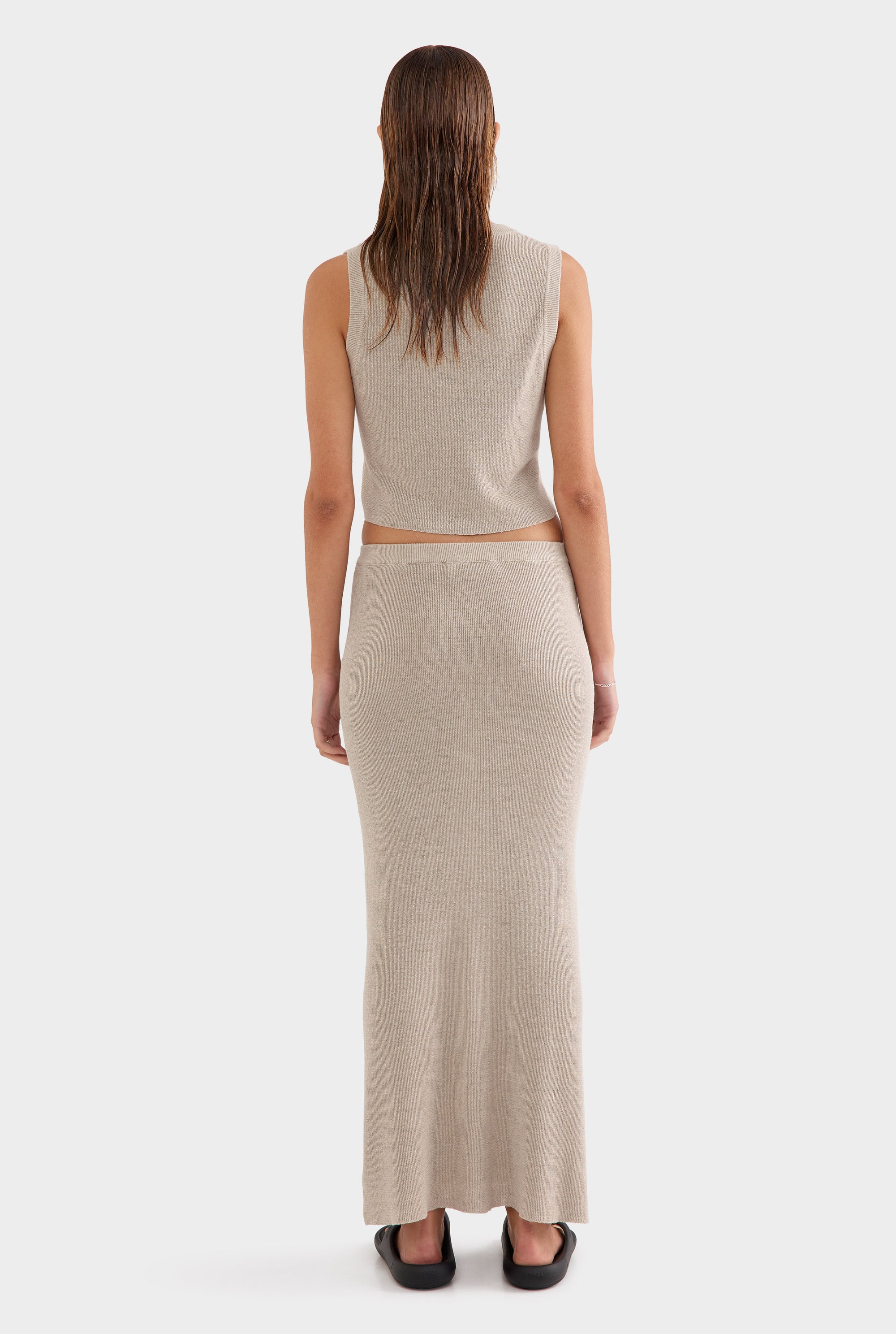 Rib Knitted Skirt - Taupe Classic