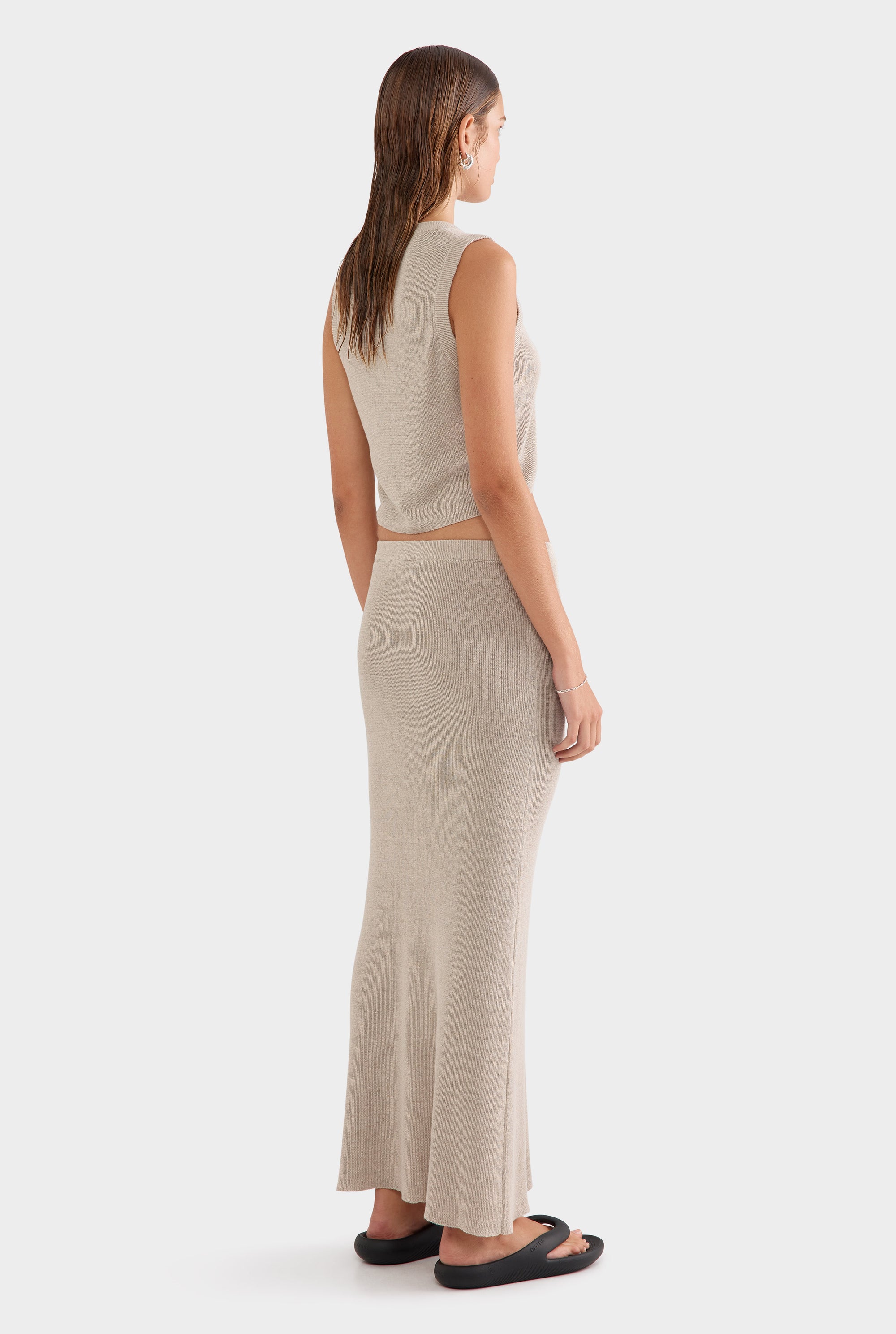Rib Knitted Skirt - Taupe Classic
