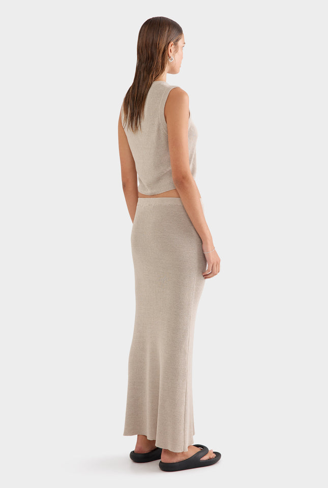 Rib Knitted Skirt - Taupe Classic