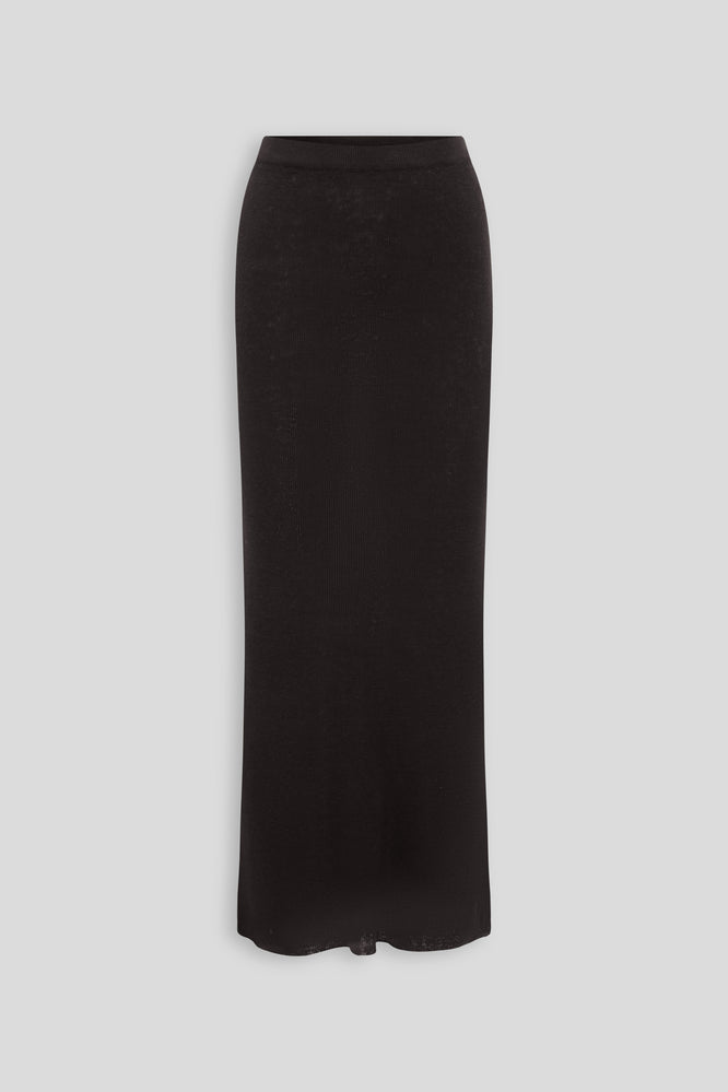 Rib Knitted Skirt - Black