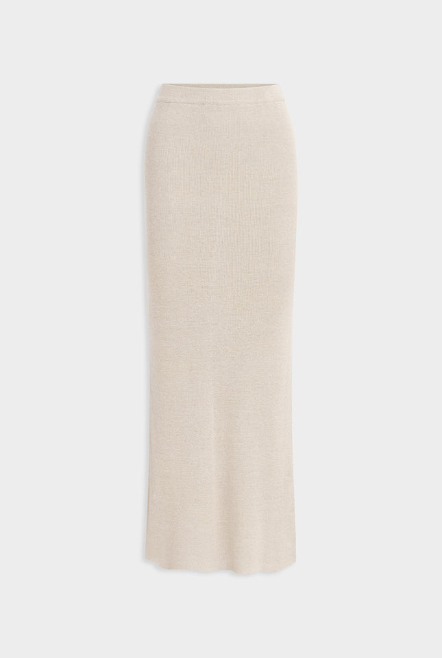 Rib Knitted Skirt - Taupe Classic