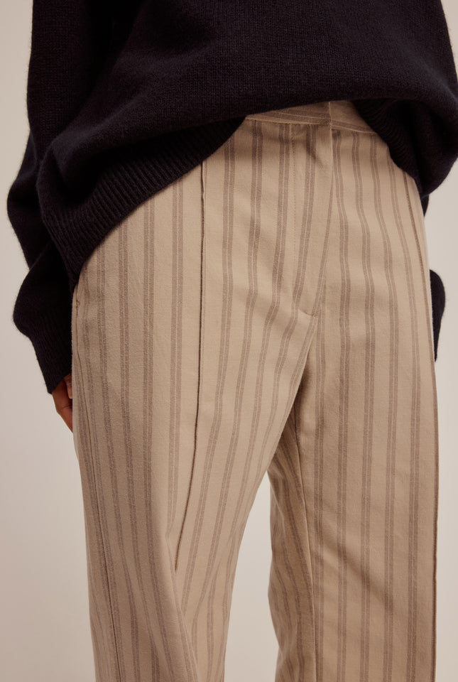 Straight Leg Striped Trouser - Brown Stripe