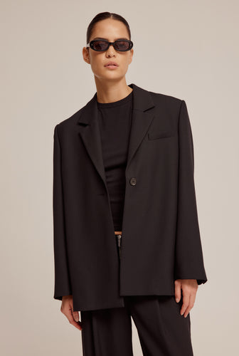 Tailored Wool Blazer - Black