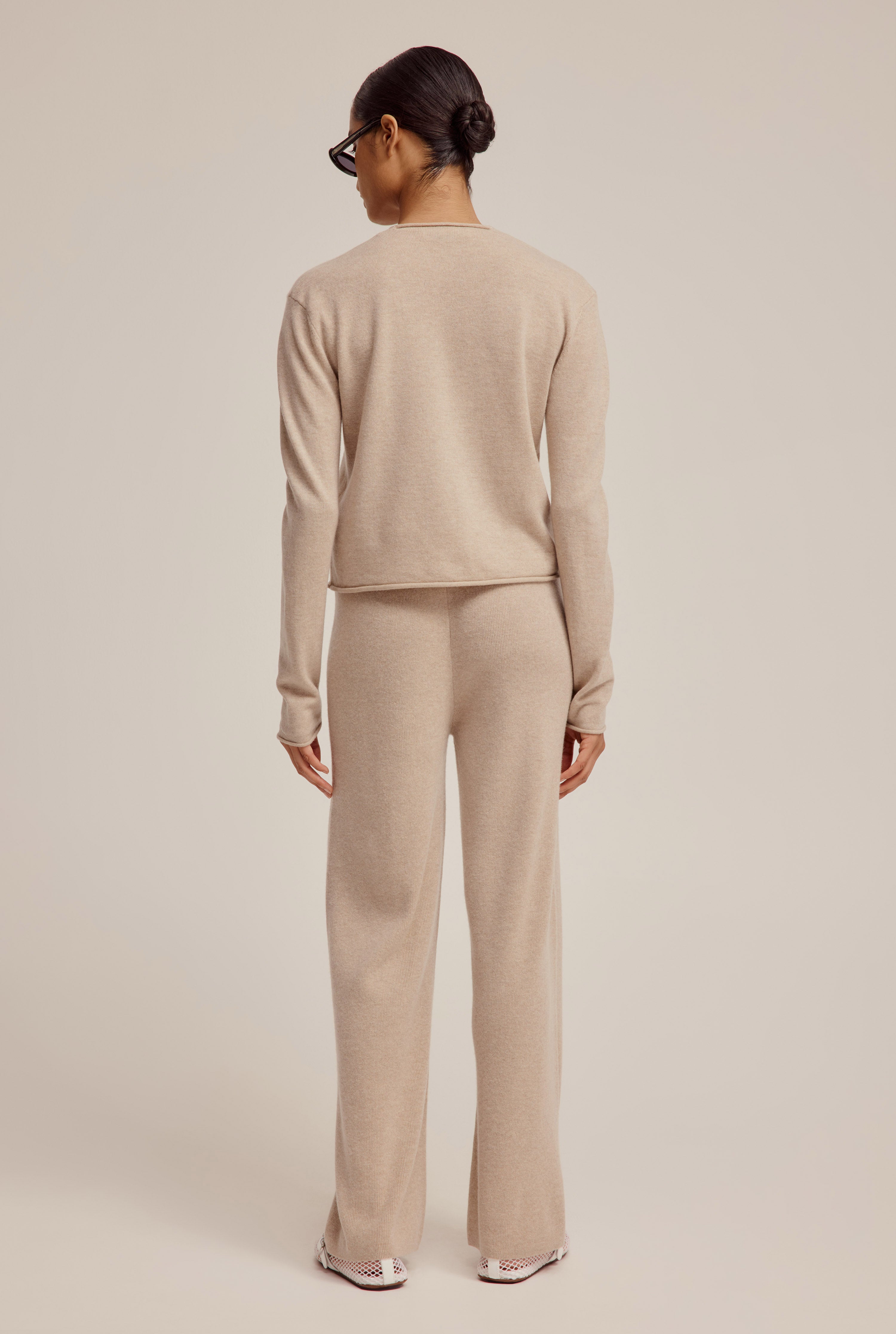 Wool Cashmere Knitted Pant - Sand Marl