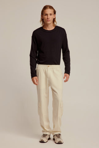 Wool Cargo Trousers - Cream