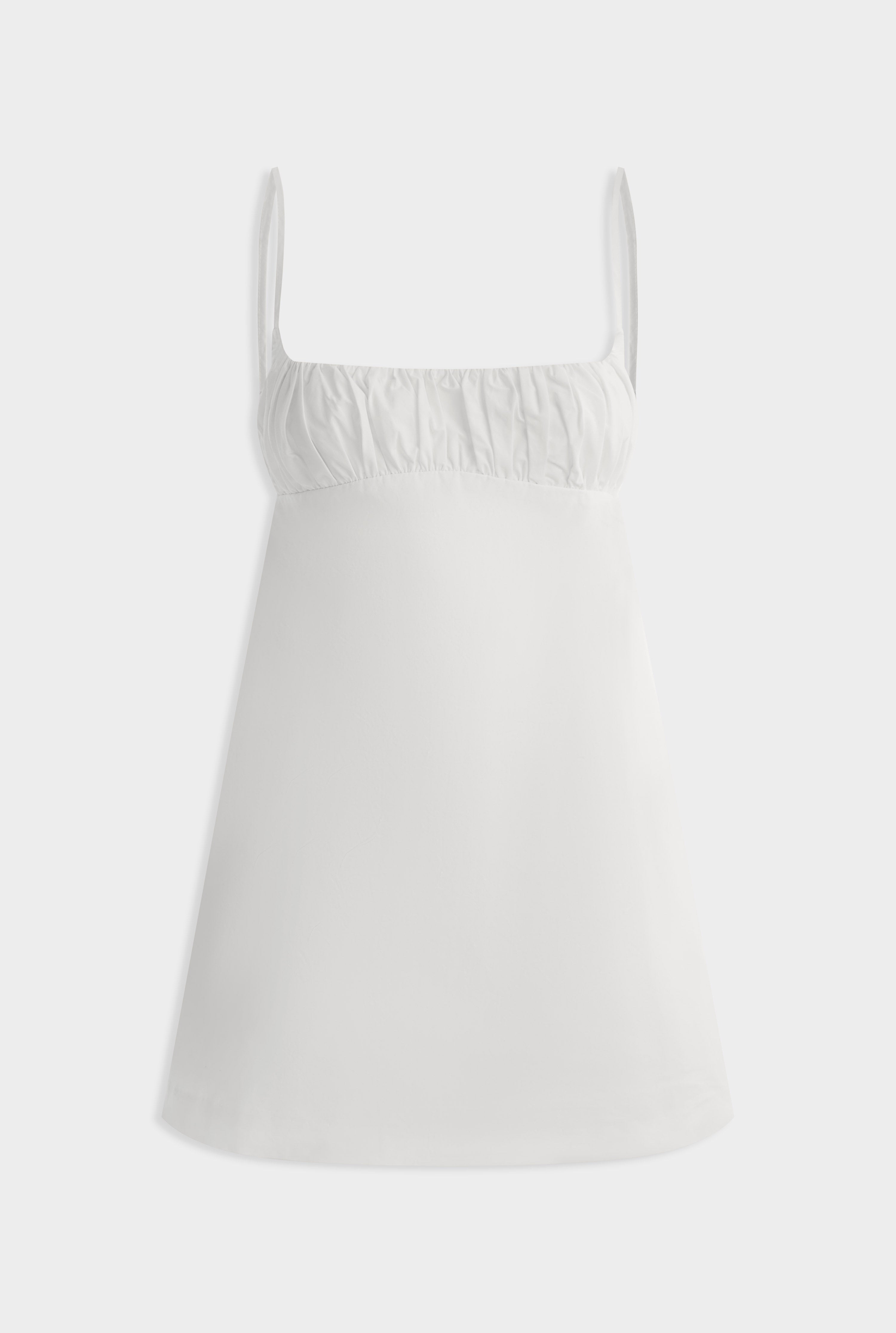 Gathered Bodice Mini Dress - White