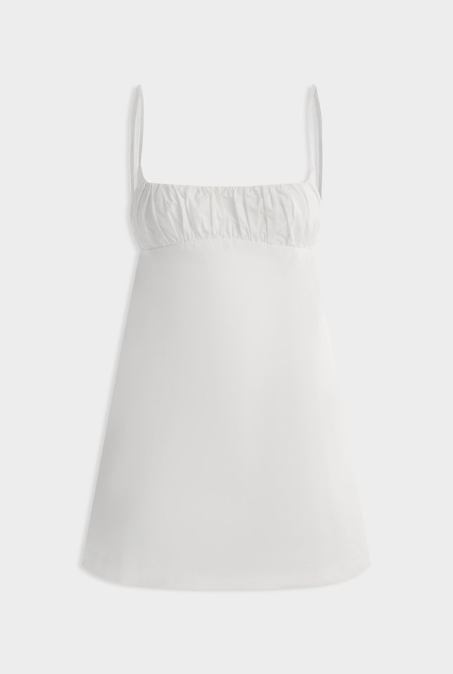 Gathered Bodice Mini Dress - White