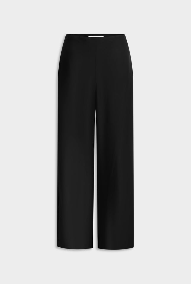 Flat Front Silk Pant - Black