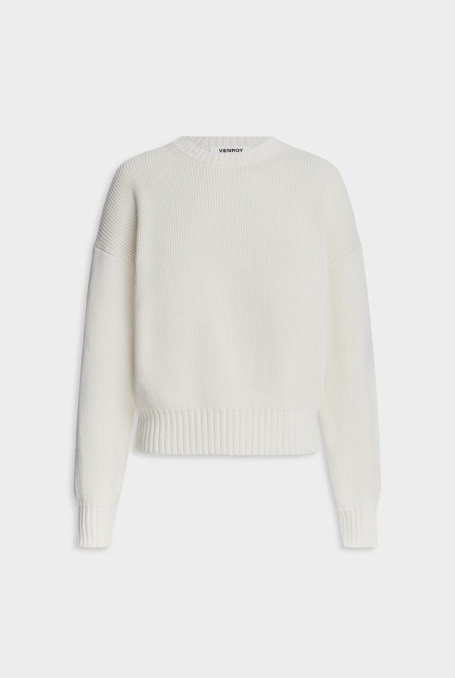 Cotton Knit Sweater - White